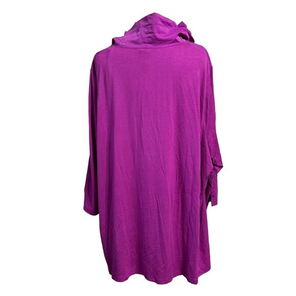 Ulla Popken Elegant Fuchsia Wrap Tunic Top Size XXL 3/4 Sleeves & Draped Collar - Picture 2 of 7